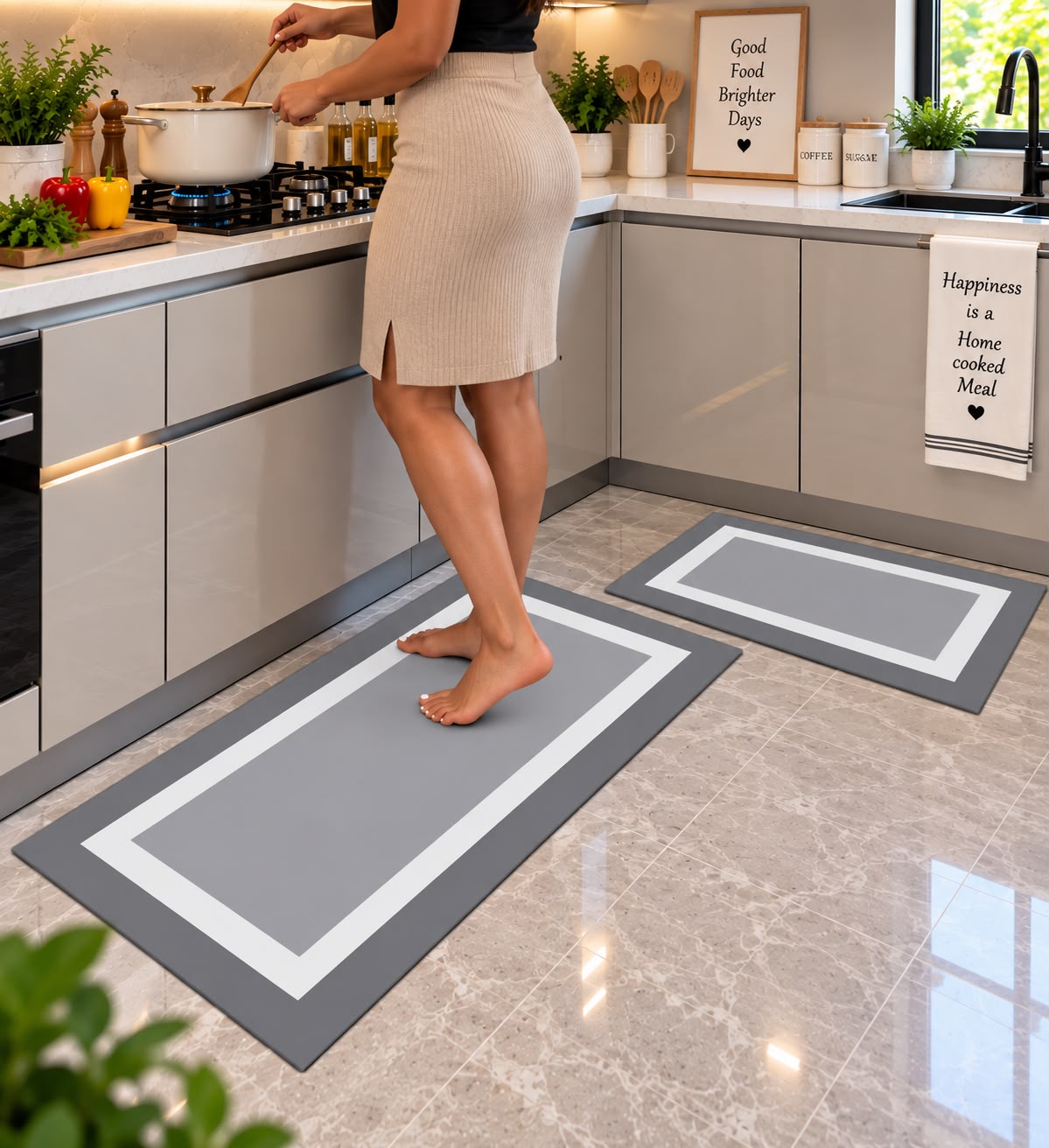 2PC PREMIUM Rubber bottom Kitchen mats luxury