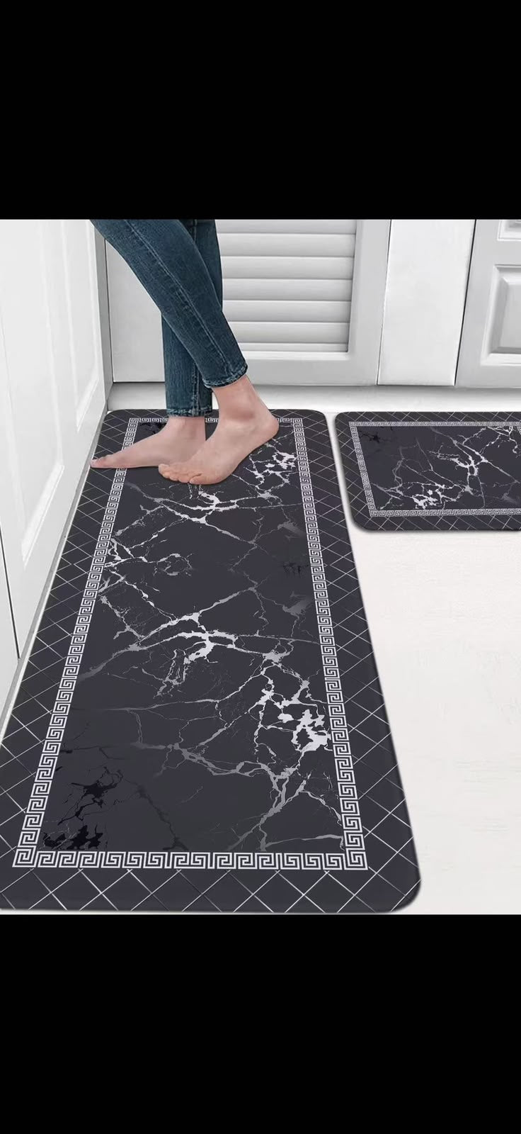 2PC PREMIUM Rubber bottom Kitchen mats Marble