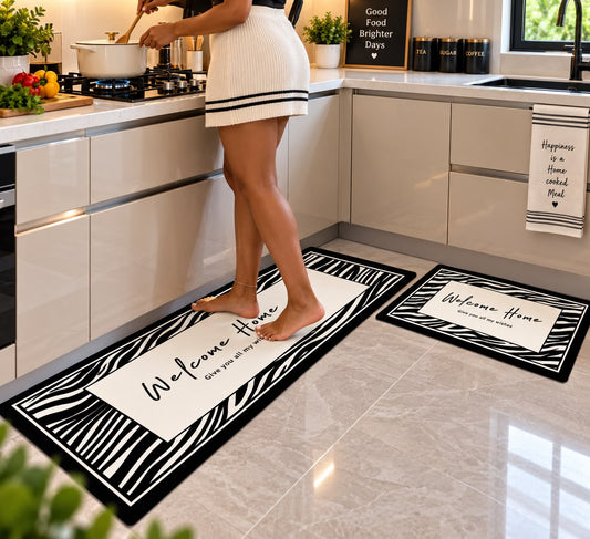 2PC PREMIUM Rubber bottom Kitchen mats Welcome